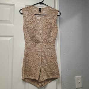 Tan/Peach Lacey Romper